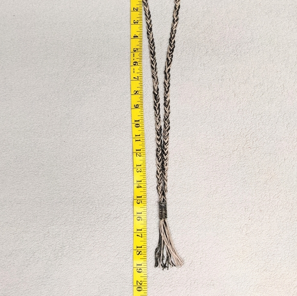 LOFT Braided long necklace sparkle Holidays box chain links cording tassel - Picture 7 of 7